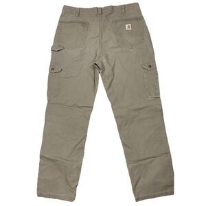 CARHARTT pants size Men's 38X31.5  tan straight Relaxed fit workwear RUGGED